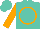 Silk - Turquoise, orange circle, orange sleeves