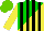 Silk - Green, yellow diagonal halves, black stripes, yellow sleeves, light green cap