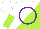 Silk - White and lime diagonal halves, purple circle, white and lime halved sleeves