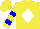 Silk - Yellow, white diamond, blue bars on sleeves, yellow cap