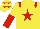 Silk - Yellow, red epaulets, red star, yellow and red halved sleeves, yellow cap, red stars