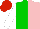 Silk - Green and pink halved, white sleeves, red cap
