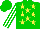 Silk - Green, yellow stars, white sleeves, green stripes