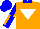 Silk - Orange, white inverted triangle, orange sleeves, blue stripe, cuffs, quarters cap,blue collar