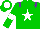 Silk - Green,white star,purple epaulettes,sleeves,green halved,white armlets,green cap,white disc