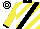 Silk - White, yellow diagonal stripes, black sash, yellow sleeves, black cuffs, hoops cap,collar