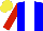 Silk - Blue, white stripe, red sleeves, yellow cap