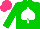 Silk - Green, white spade, hot pink cap