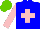 Silk - Blue, pink cross, sleeves, light green cap