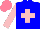 Silk - Blue, pink cross, sleeves, salmon cap