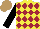 Silk - Yellow, maroon diamonds, black sleeves, light brown cap