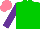 Silk - Green, green diagonal halves, purple sleeves, salmon cap