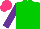 Silk - Green, green diagonal halves, purple sleeves, hot pink cap