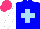 Silk - Blue, sky blue cross, white sleeves, hot pink cap