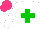 Silk - White, green cross, hot pink cap