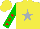 Silk - Yellow, silver star, green sleeves, red stars sleeves, yellow cap