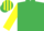 Silk - EMERALD GREEN, yellow sleeves, striped cap