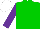 Silk - Green, green diagonal halves, purple sleeves, white cap