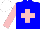 Silk - Blue, pink cross, sleeves, white cap