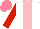 Silk - White, pink stripe, red sleeves, salmon cap