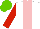 Silk - White, pink stripe, red sleeves, light green cap