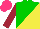 Silk - Green, yellow diagonal halves, maroon sleeves, hot pink cap