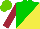 Silk - Green, yellow diagonal halves, maroon sleeves, light green cap