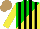 Silk - Green, yellow diagonal halves, black stripes, yellow sleeves, light brown cap