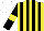 Silk - Yellow, black stripes, black sleeves , yellow armlets, white cap