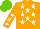 Silk - Orange, white stars, orange sleeves, white stars, light green cap