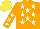 Silk - Orange, white stars, orange sleeves, white stars, yellow cap