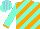 Silk - Aqua, orange diagonal stripes, aqua sleeves, orange cuffs, aqua cap, light blue stripes