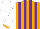 Silk - Orange and purple stripes, orange cuffs on white sleeves, white cap