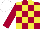 Silk - Claret and yellow checks and white cap