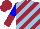 Silk - Maroon and light blue diagonal stripes, blue and maroon halved sleeves, white cuffs