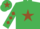 Silk - Emerald Green, Brown star, diamonds on sleeves, Emerald Green cap, Brown star