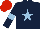 Silk - Dark blue, light blue star, light blue armlet, red cap