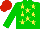 Silk - Green ,yellow stars,green sleeves,red cuff,red cap