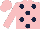 Silk - Pink, dark blue dots, pink sleeves and cap
