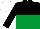 Silk - Black and emerald green halved horizontally, black sleeves, white cap