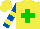 Silk - Yellow, green  cross, yellow bars on royal blue sleeves