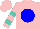 Silk - Pink, blue ball, turquoise bars on sleeves