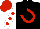 Silk - black, red horseshoe, white sleeves, red spots, red cap