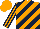 Silk - orange and dark blue diagonal stripes, striped sleeves, orange cap