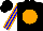 Silk - Black, orange ball, blue and orange stripes on sleeves