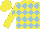 Silk - Yellow and light blue diamonds, light blue diamond on yellow sleeves, yellow cap