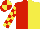 Silk - Red, yellow halves, red blocks on yellow sleeves, red and yellow  quartered cap