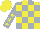 Silk - Yellow and silver blocks, yellow stars on silver sleeves, yellow cap