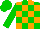 Silk - Green and orange blocks, green cap