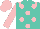 Silk - Turquoise, pink spots, epaulettes, pink sleeves, pink cap